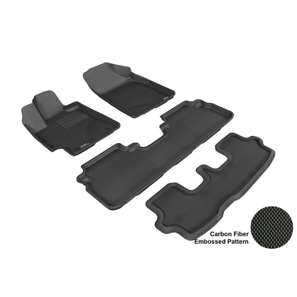 3D Maxpider TOYOTA HIGHLANDER 2008-2013 HYBRID KAGU BLACK R1 R2 R3 Floor Mat L1TY15701509 - main
